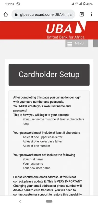 uba prepaid card HOLDER activation