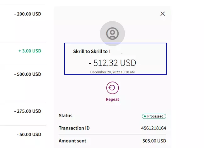Skrill Withdrawal Transactions by fnfSwap
