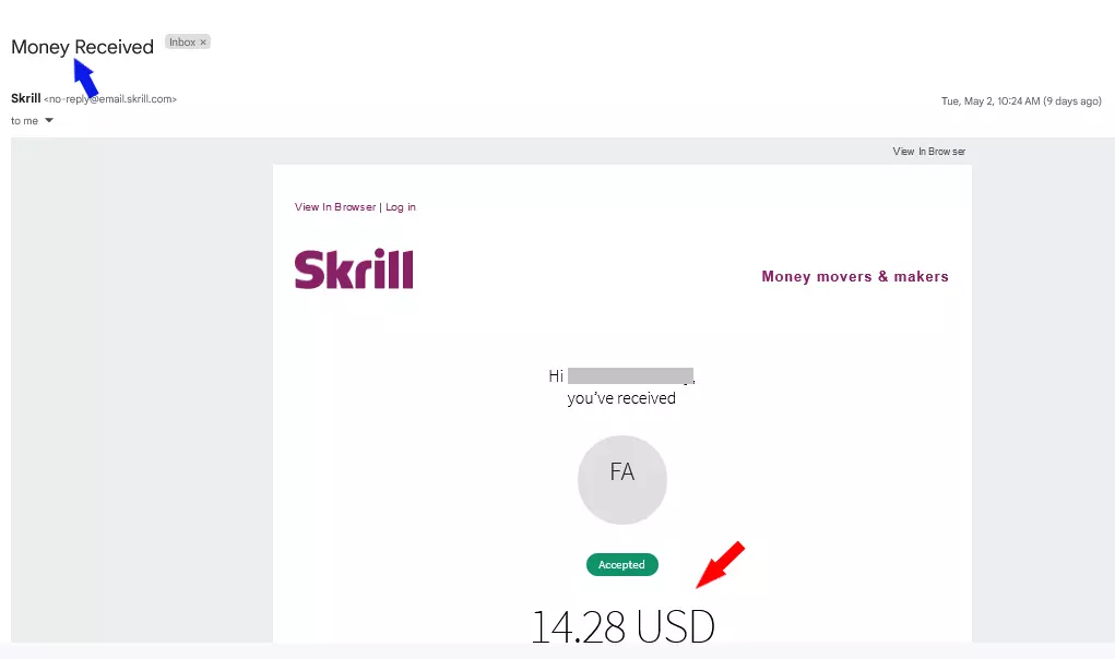 received skrill for nAIRA