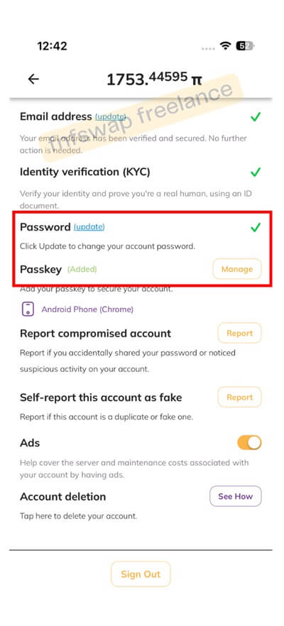 change pi app password