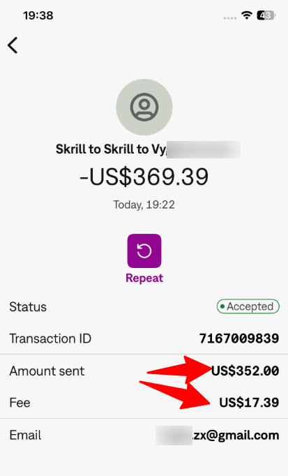 skrill account fees today